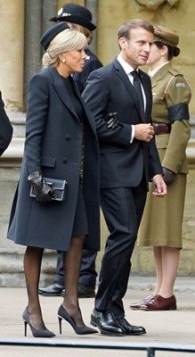 French President Emmanuel Macron and his wife Brigitte during the funeral.
